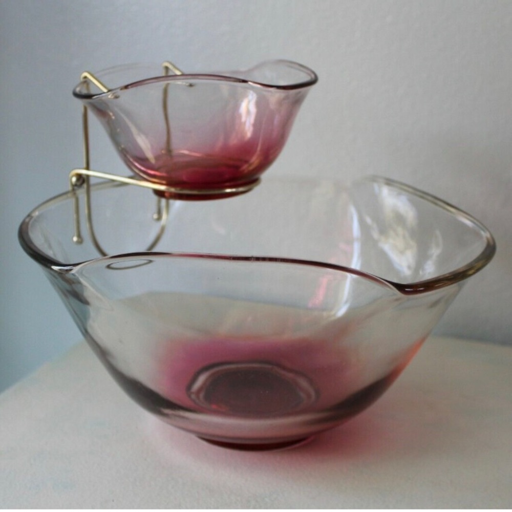 Vintage Cranberry Serving Bowl